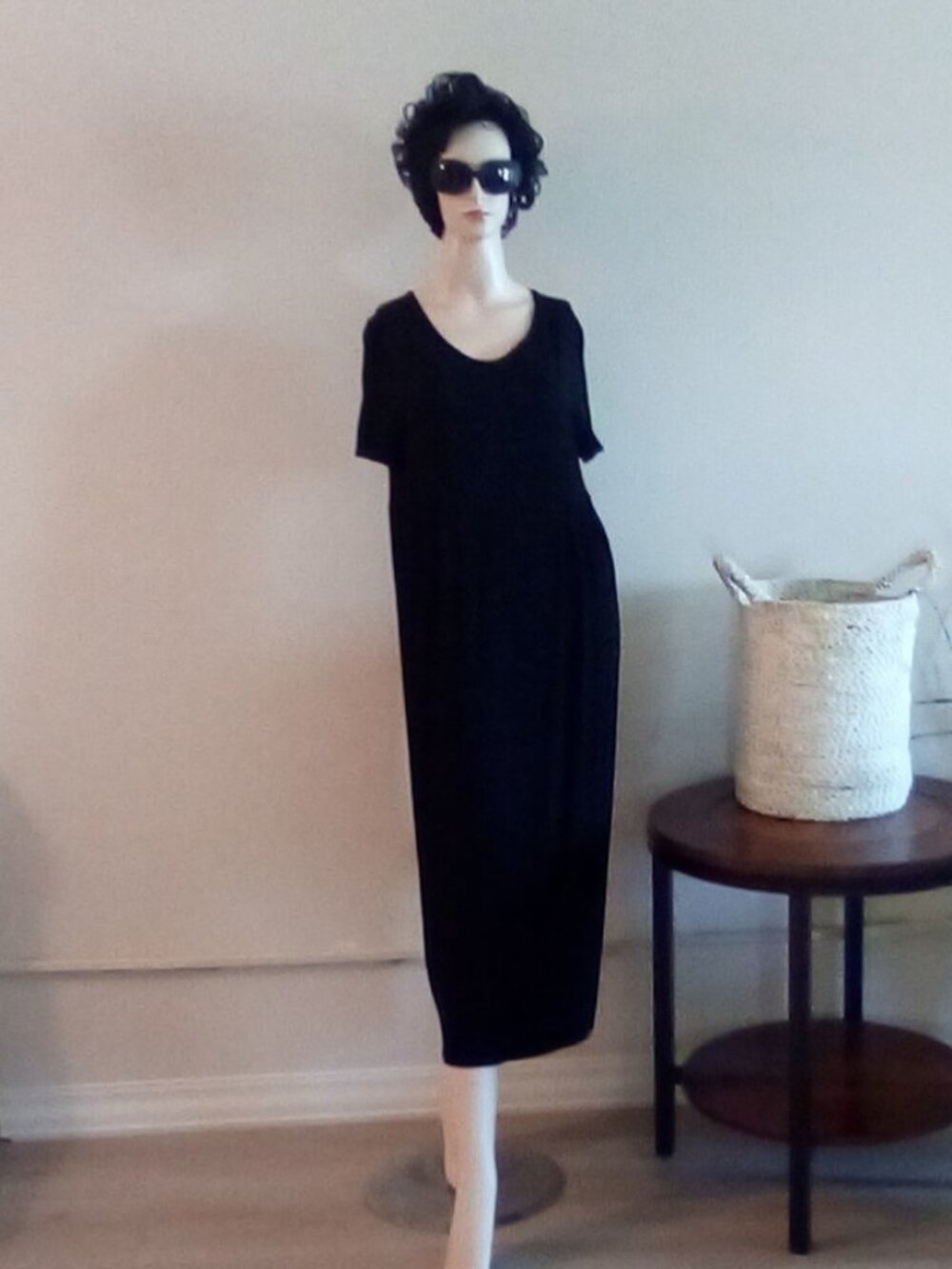 Eileen Fisher Long Black Rayon Dress Size M/L
